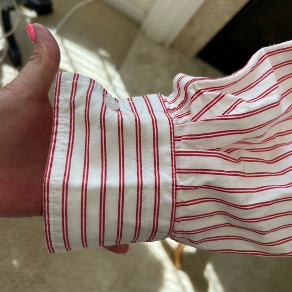 J. Crew E’tienne Cropped White & Red Striped Shirt - Picture 5 of 11